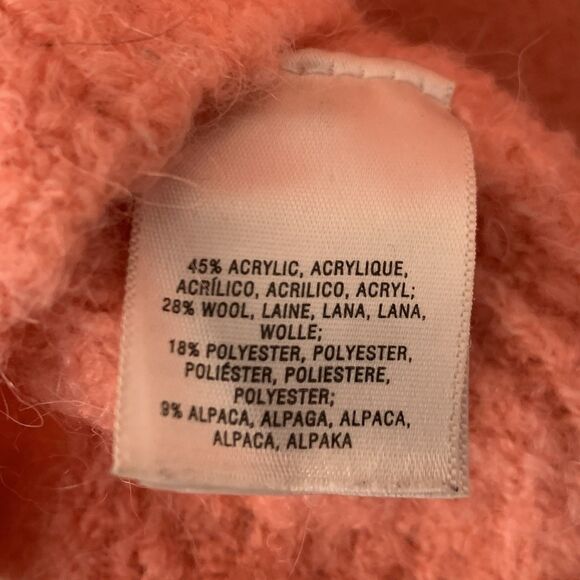 Anthropologie Moth Sweater Fuzzy Chunky Knit M Pink Mock Neck Wool Alpaca Preppy - Picture 5 of 8